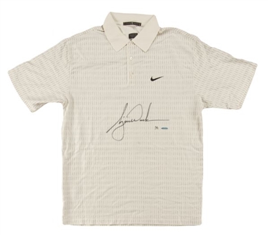 Tiger Woods PGA Tour Event Worn and Signed Nike Golf Shirt (Upper Deck Authenticated) 
